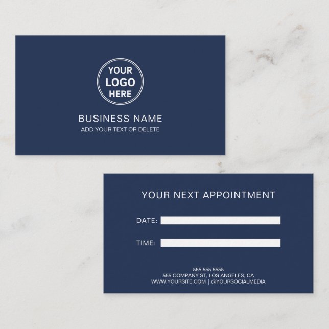 Carte De Rendez-vous Logo Personnalisé Moderne Professionnel (Devant / Derrière)