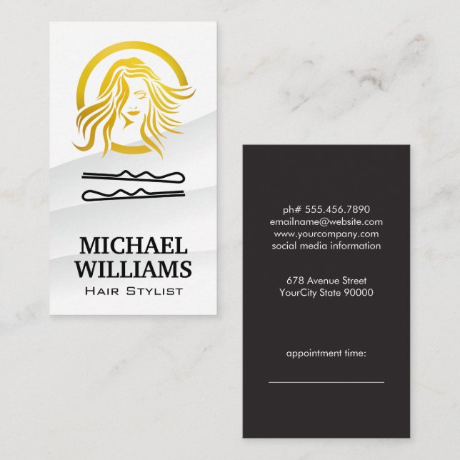 Carte De Rendez-vous Logo pour les cheveux (Devant / Derrière)