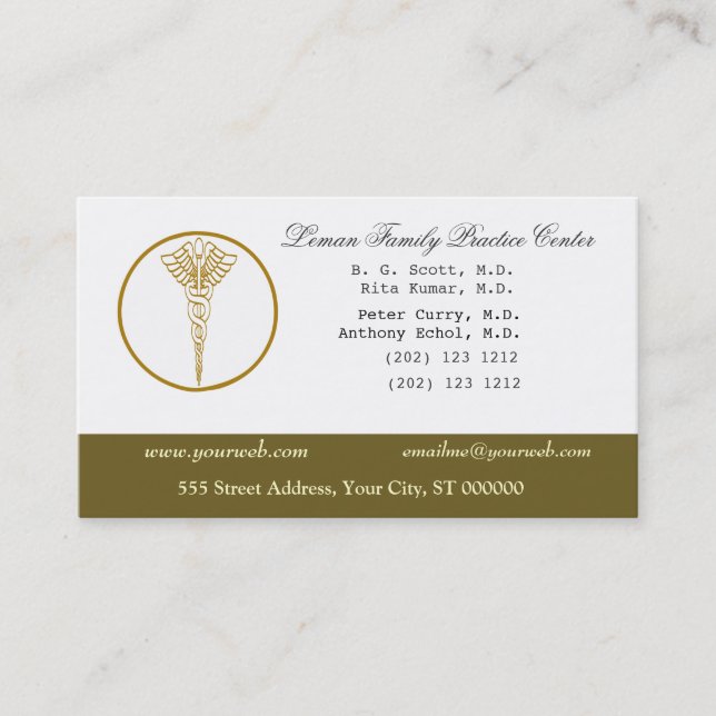 Carte De Rendez-vous M.D. Docteurs Bureau Médicale et nomination (Devant)