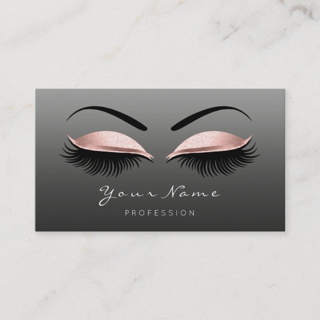 Carte De Rendez-vous Maquillage Artiste Poils Lashes Rose Noir Blanc Ye (Devant)