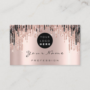 Carte De Rendez-vous Maquillage Artiste Rose Black Drips - Logo de rend