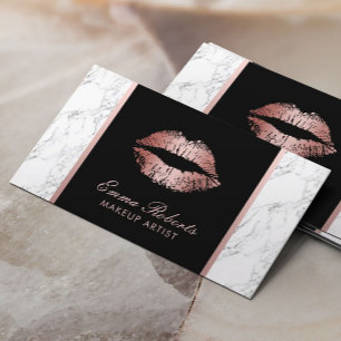 Carte De Rendez-vous Maquillage Artiste Rose Lips d'or Marbre Rendez-vo