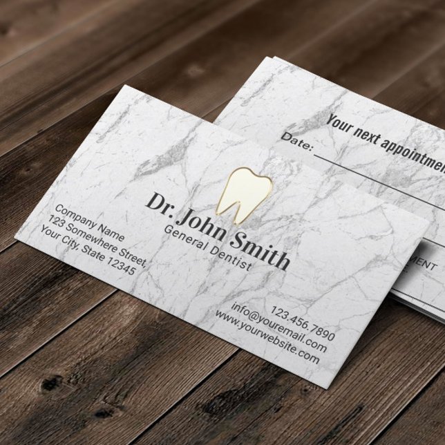 Carte De Rendez-vous Marbre blanc Dentiste Soins Dentaires Nomination (Créateur téléchargé)