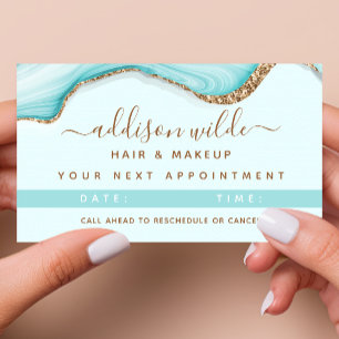 Carte De Rendez-vous Marbre d'agate bleu pailleté or élégant