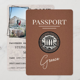 Carte de Rendez-vous Mariage Grèce Marron