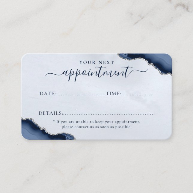 Carte De Rendez-vous Marine Blue Silver Agate Parties scintillant Spark (Devant)