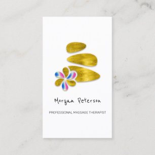Carte De Rendez-vous Massage Spa Wellness Floral Stone Logo Or