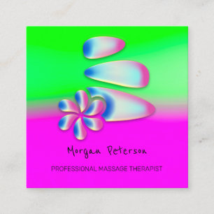 Carte De Rendez-vous Massage Spa Wellness Flower Pink Holographe