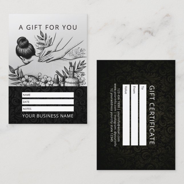 Carte De Rendez-vous Massage Thérapie Guérison Mains Énergie Spa Bien-ê (Devant / Derrière)