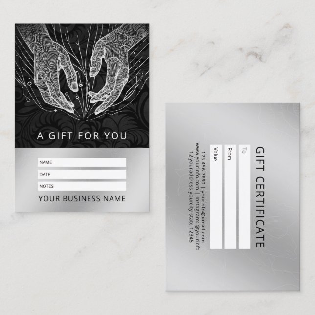 Carte De Rendez-vous Massage Thérapie Guérison Mains Énergie Spa Bien-ê (Devant / Derrière)