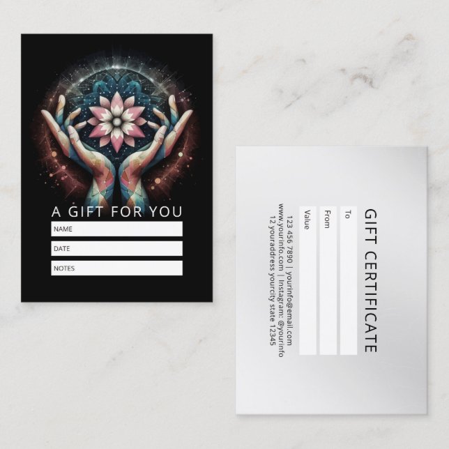 Carte De Rendez-vous Massage Thérapie Guérison Mains Énergie Spa Bien-ê (Devant / Derrière)