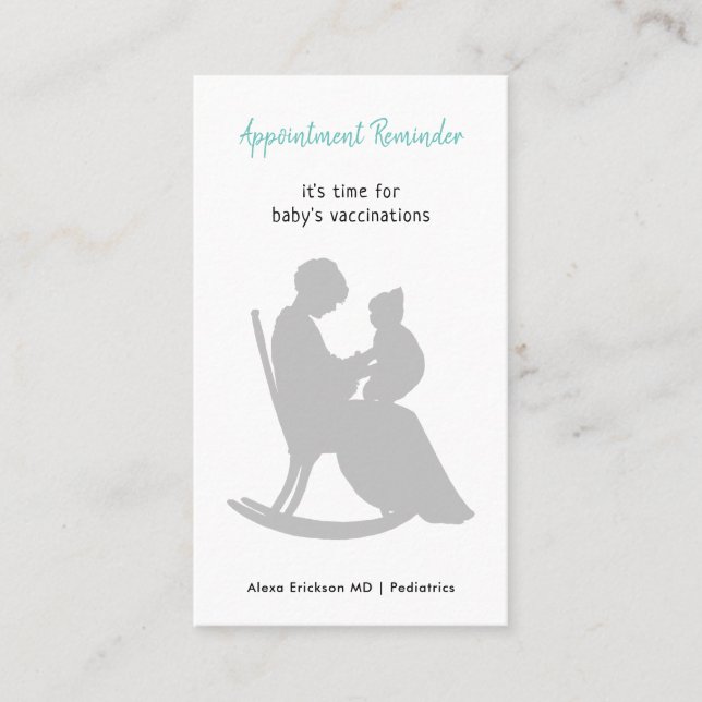 Carte De Rendez-vous Médecin pédiatrique Mère Rocking Bébé Vaccination (Devant)