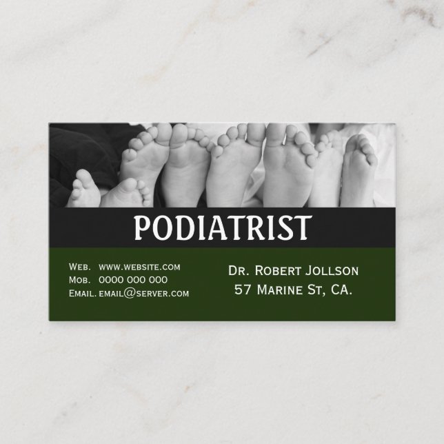 Carte de rendez-vous Médicale podiatre Vert (Devant)