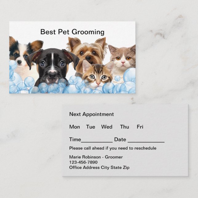 Carte De Rendez-vous Meilleure présentation des animaux de compagnie Ca (Devant / Derrière)