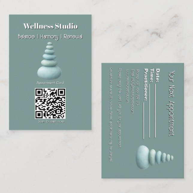 Carte De Rendez-vous Mindfulness Wellness Consultant Zen Lotus Turquois (Devant / Derrière)