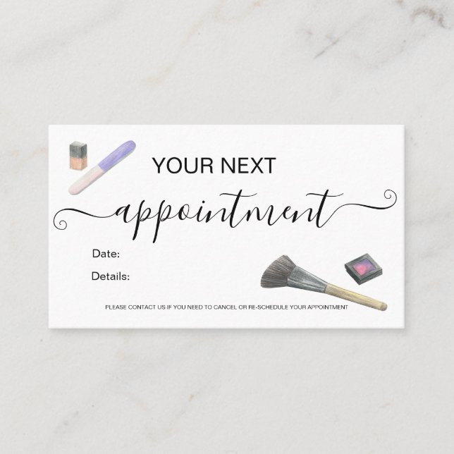 Carte de rendez-vous minimaliste maquillage (Devant)