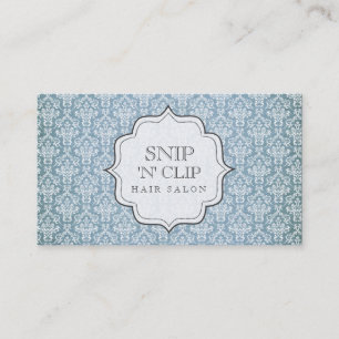 Carte De Rendez-vous Mode antique grunge bleue de coiffeur de damassé