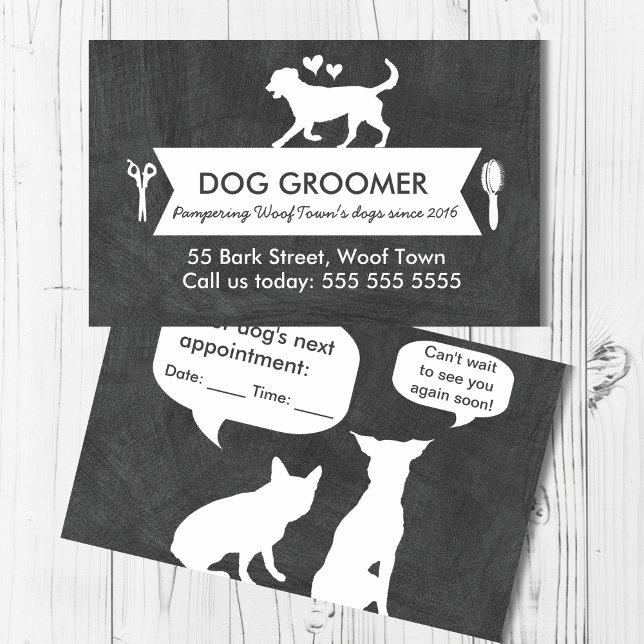 Carte de rendez-vous moderne Black Dog Grooming (Créateur téléchargé)