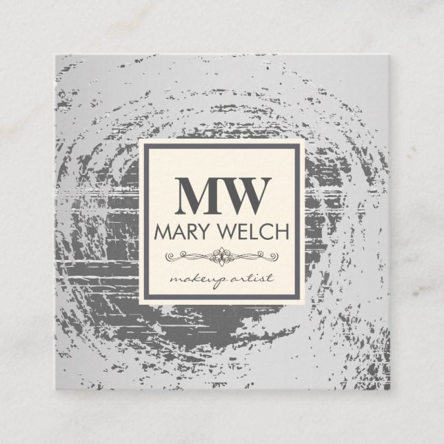 Carte De Rendez-vous Monogramme Texture rustique Elément fantaisie (Devant)