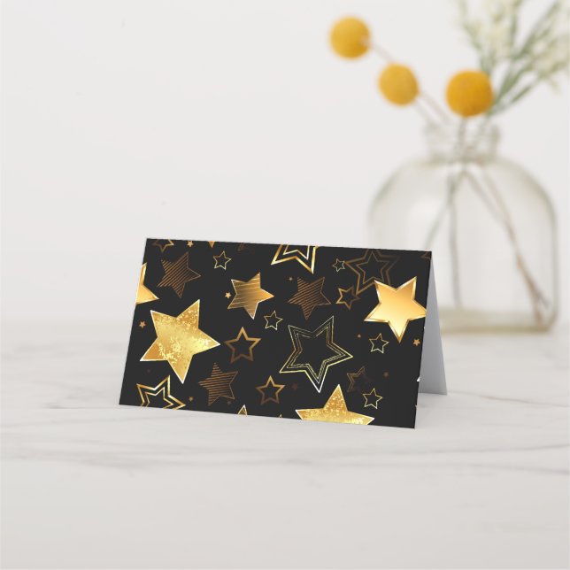 Carte De Rendez-vous Motif sans couture avec étoiles d'or (Devant)
