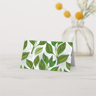 Carte De Rendez-vous Motif sans couture avec Feuilles de thé vert