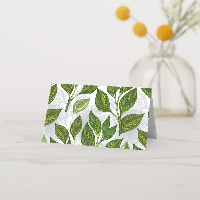Carte De Rendez-vous Motif sans couture avec Feuilles de thé vert (Devant)