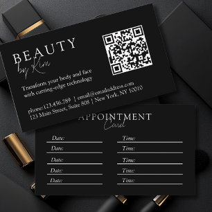 Carte De Rendez-vous Noir & Blanc, Minimal, Élégant, Salon, Code QR