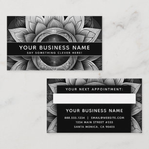 Carte De Rendez-vous Noir et blanc Lotus Moderne Élégant Professionnel