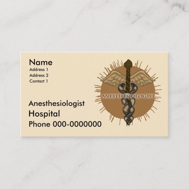 Carte De Rendez-vous Nom personnalisé anesthésiste (Devant)
