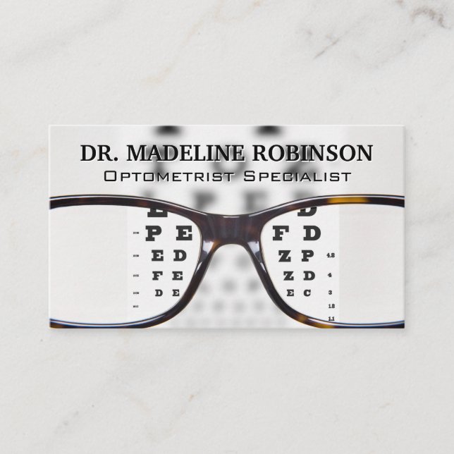 Carte De Rendez-vous Optométriste | Diagramme oculaire et lunettes (Devant)