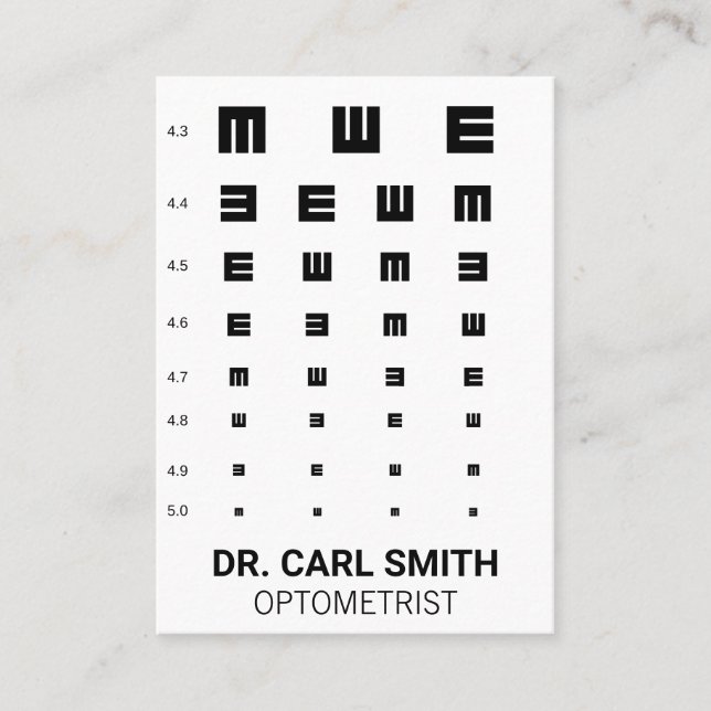 Carte De Rendez-vous Optométriste | Docteur | Diagramme d'examen oculai (Devant)