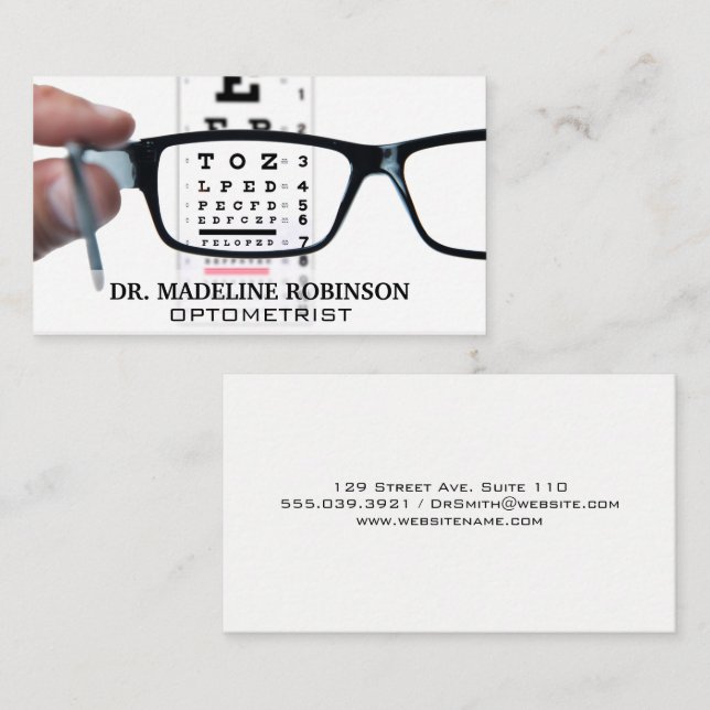 Carte De Rendez-vous Optométriste | Lunettes de prescription | Applicat (Devant / Derrière)