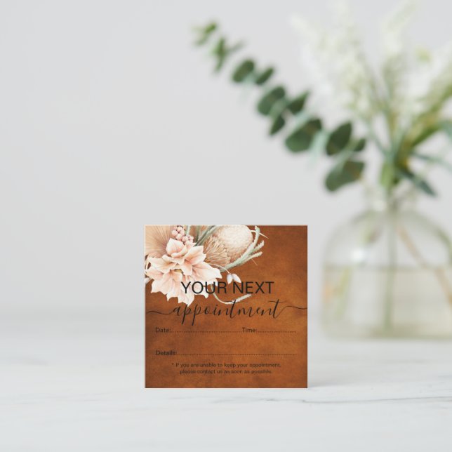 Carte De Rendez-vous Pampas Grass Floral Bourgogne Terracotta Business (Debout devant)