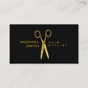 Carte De Rendez-vous Parties scintillant d'or Ciseaux de cheveux Stylis