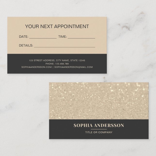 Carte de rendez-vous Parties scintillant Gold Luxu (Devant / Derrière)