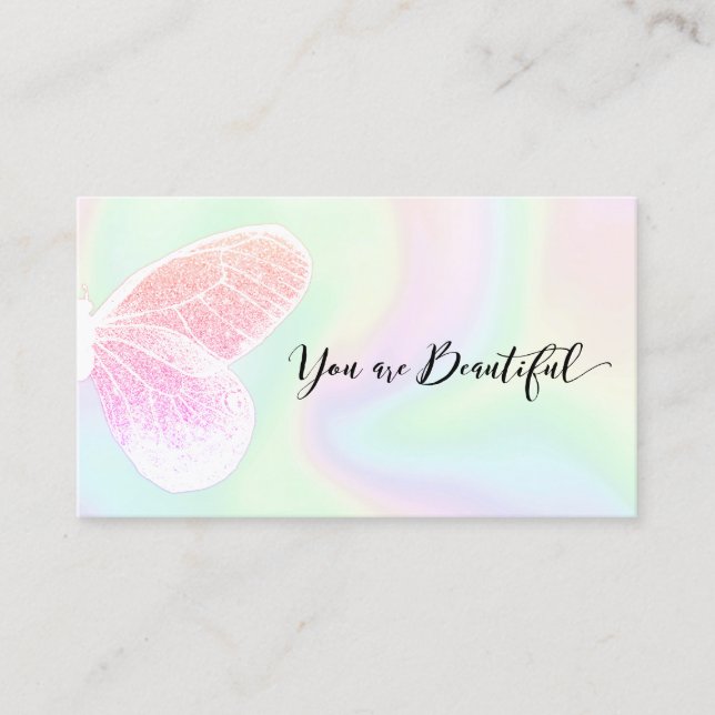 Carte De Rendez-vous Parties scintillant Papillon Holographique Salon R (Devant)