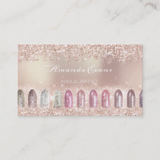 Carte De Rendez-vous Parties scintillant Rose Gold Clou Artiste Rendez- (Devant)