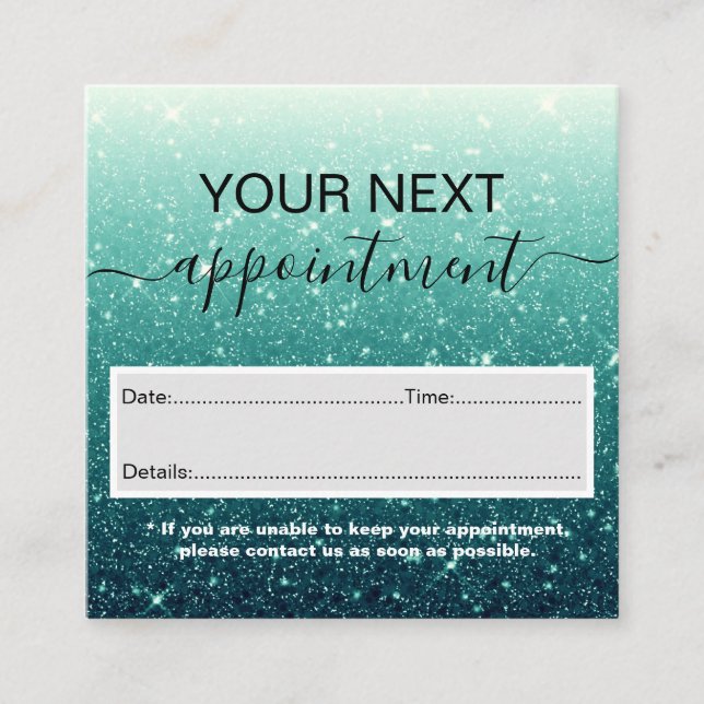 Carte de rendez-vous Parties scintillant Turquoise (Devant)
