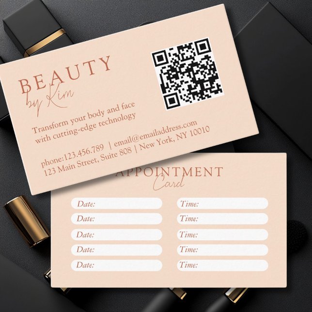 Carte De Rendez-vous Pêche, Minimale, Élégante, Salon (Peach, Minimal, Elegant, Salon Appointment Card)