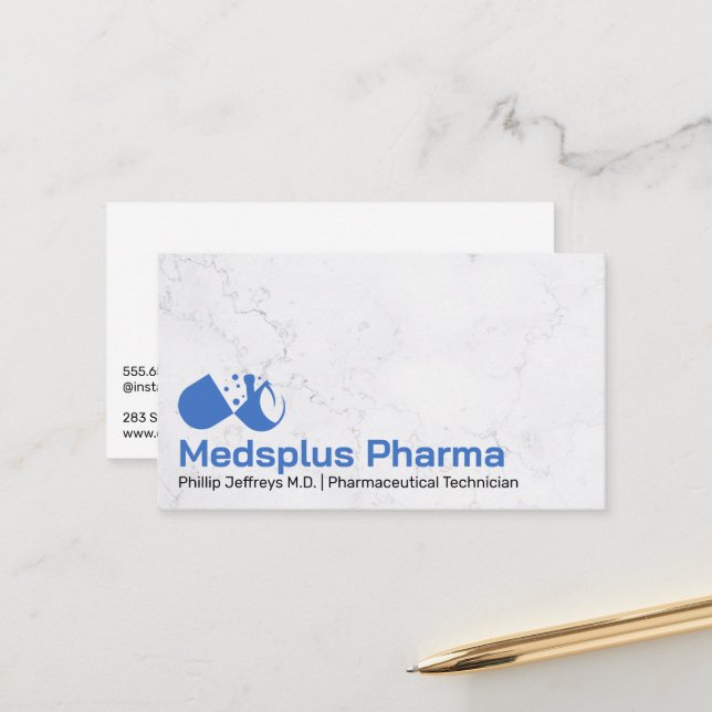 Carte De Rendez-vous Pilule et mortier | Médicaments (Devant/Arrière en situation)