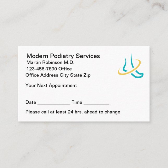 Carte De Rendez-vous Podiatrist Modern Logo Appointment Cards  (Devant)