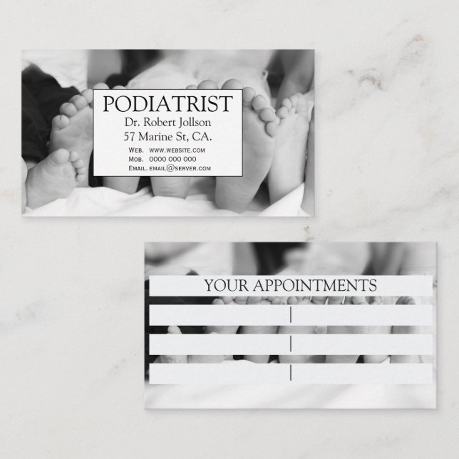 Carte De Rendez-vous Podiatriste Pieds Chiropodiste Docteur Santé (Devant / Derrière)
