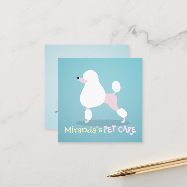 Carte De Rendez-vous Poodé Chien Animaux assis Bain Salon De Grooming (Devant/Arrière en situation)