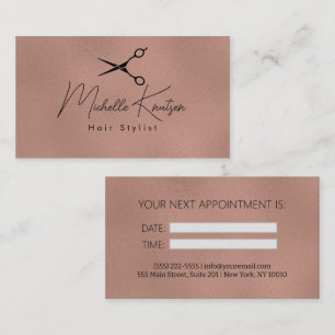 Carte de rendez-vous pour coiffeur en or noir mode