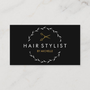Carte de rendez-vous pour coiffeur en or noir mode