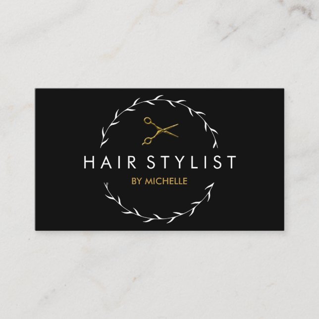 Carte de rendez-vous pour coiffeur en or noir mode (Devant)