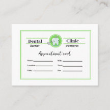 Carte de rendez-vous pour dentiste
