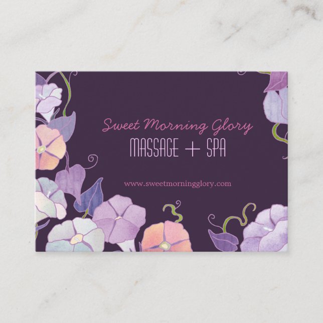 Carte de rendez-vous pour massage de gloire violet (Devant)
