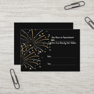 Carte de rendez-vous pour salon de coiffure en noi