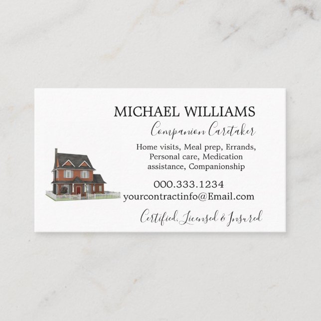 Carte De Rendez-vous Professional House Caregiver  (Devant)